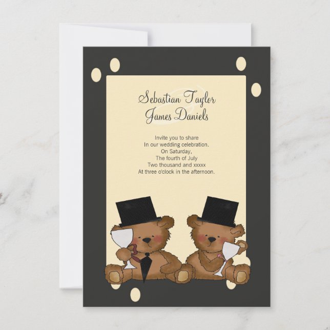 Teddy Bear Grooms Wedding Invitation (Front)