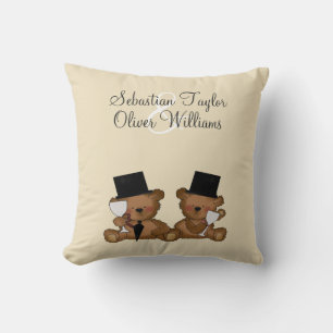 Teddy Bear Grooms Wedding Throw Pillow