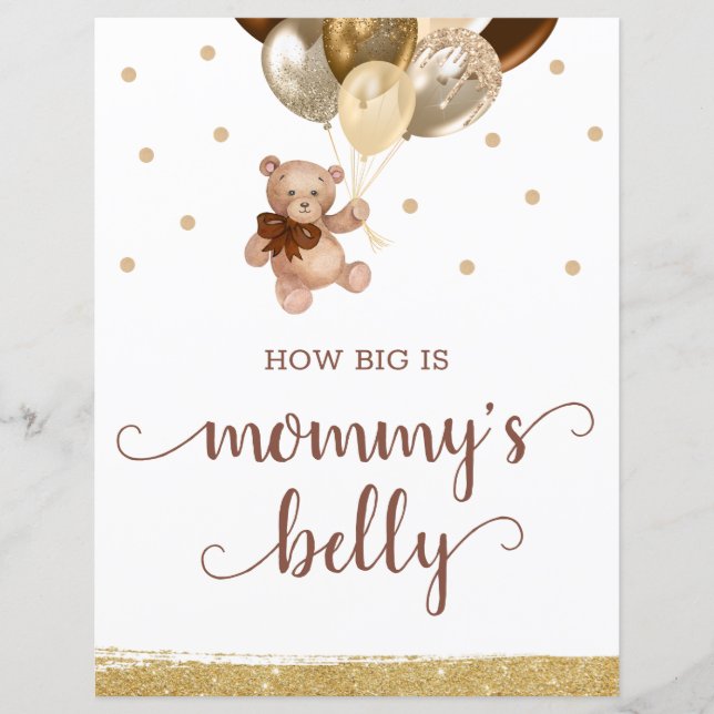 Teddy Bear Guess How Big Is Mommy's Belly Sign (Front)
