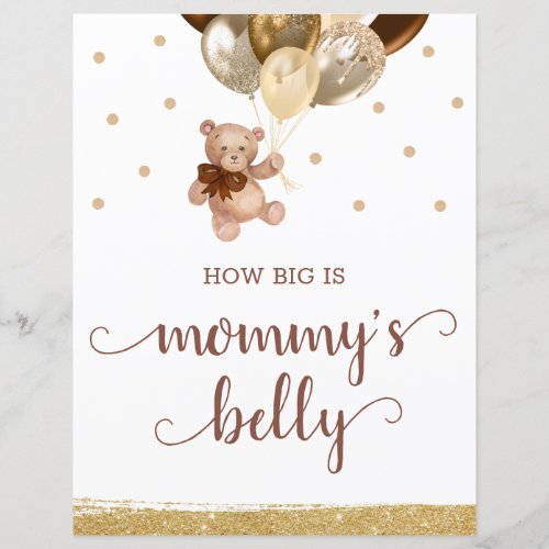 Teddy Bear Guess How Big Is Mommys Belly Sign