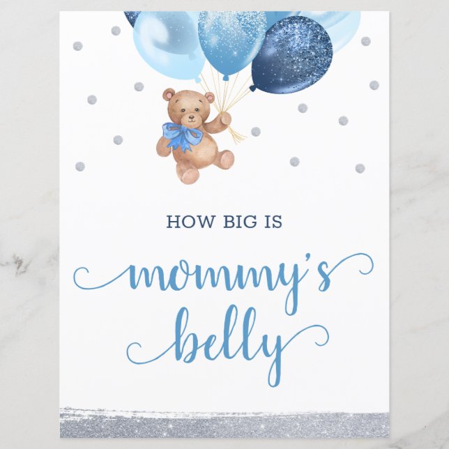 Teddy Bear Guess How Big Is Mommy's Belly Sign (Front)