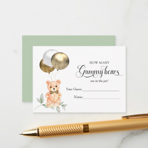 Teddy Bear Guess How Many Baby Shower Game Enclosure Card