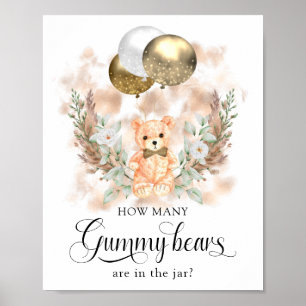 Teddy Bear Guess How Many? Baby Shower Game Poster