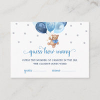 Teddy Bear Guess How Many Candies Game Baby Shower Enclosure Card