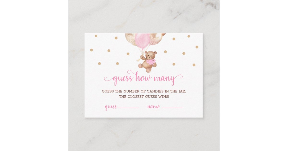 Teddy Bear Guess How Many Candies Game Baby Shower Enclosure Card | Zazzle