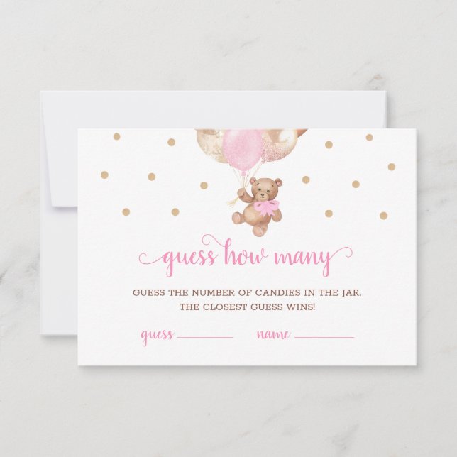 Teddy Bear Guess How Many Candies Game Baby Shower Invitation (Front)