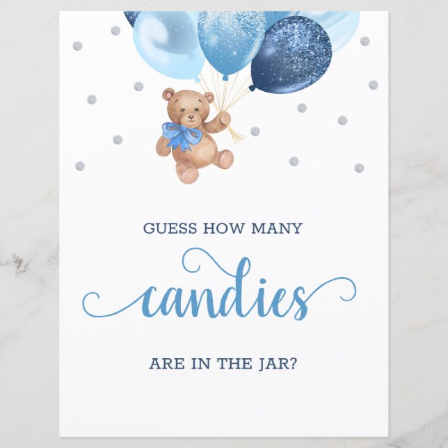 Teddy Bear Guess How Many Candies In The Jar Sign (Front)