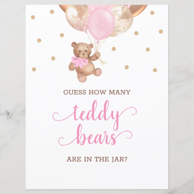 Teddy Bear Guess How Many Candies Sign Baby Shower (Front)