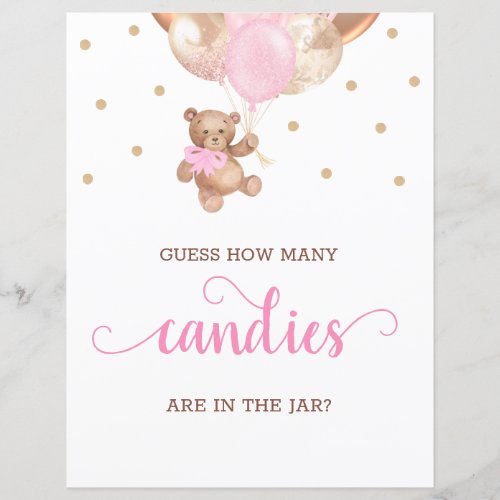 Teddy Bear Guess How Many Candies Sign Baby Shower