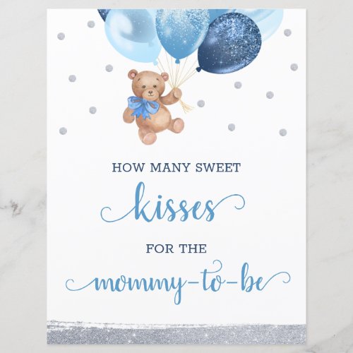 Teddy Bear Guess How Many Kisses Baby Shower Game