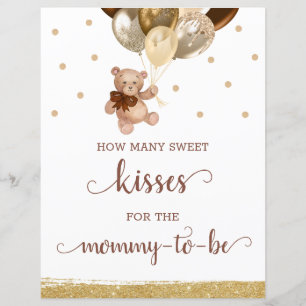 Teddy Bear Guess How Many Kisses Sign Baby Shower