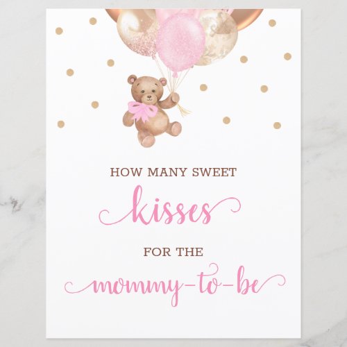 Teddy Bear Guess How Many Kisses Sign Baby Shower