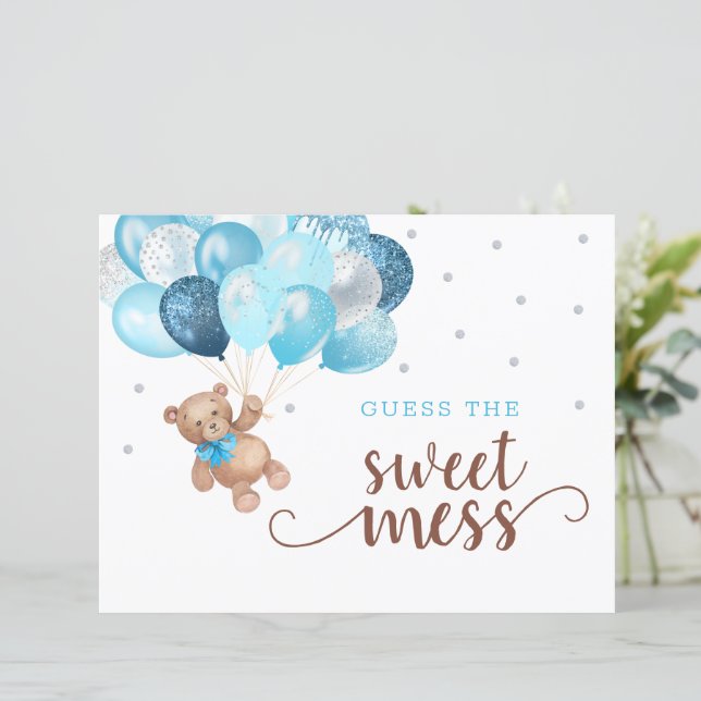 Teddy Bear Guess the Mess Baby Shower Diaper Game  (Standing Front)