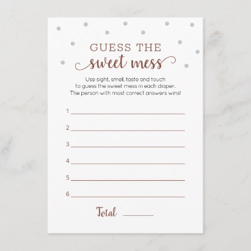 Teddy Bear Guess the Sweet Mess Game Card