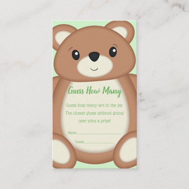 Teddy Bear Guessing Game Enclosure Card (Front)