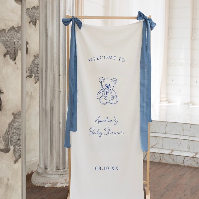 Teddy Bear hand drawn Boy baby shower Banner (Creator Uploaded)
