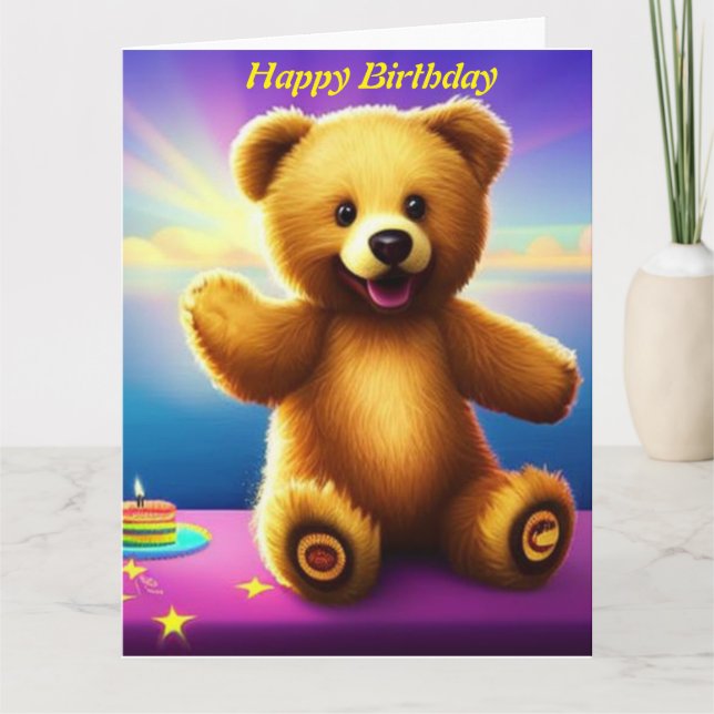 Teddy Bear  Happy Birthday  Card (Front)
