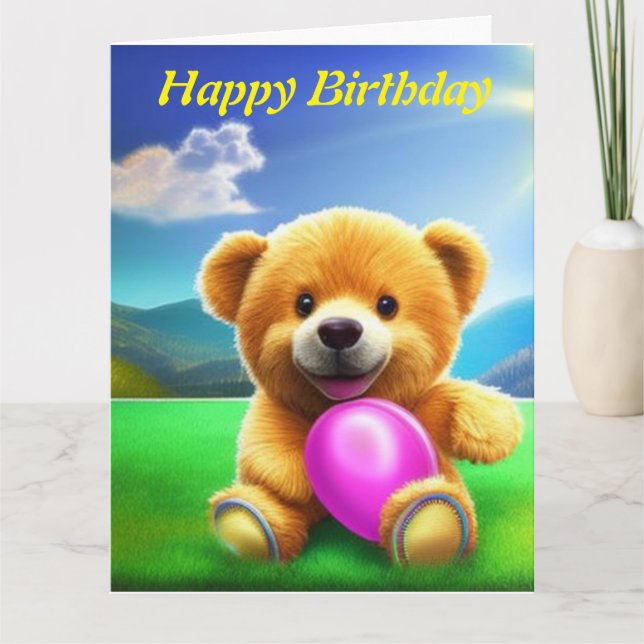 Teddy Bear  Happy Birthday  Card (Front)