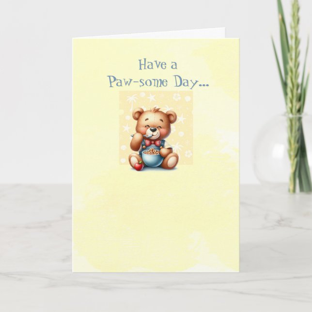Teddy Bear Happy Birthday Greeting Card (Front)