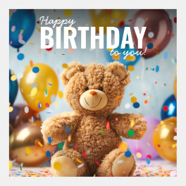 Teddy Bear Happy Birthday Invitation