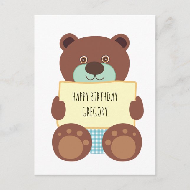 Teddy Bear Happy Birthday Postcard (Front)