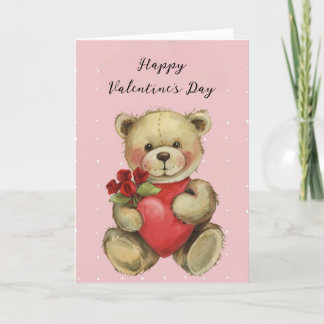 Teddy Bear Happy Valentine's Day Holiday Card