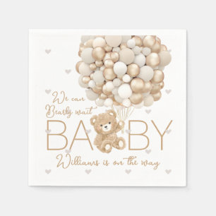 Teddy Bear Heart & Balloon Baby Shower Napkins