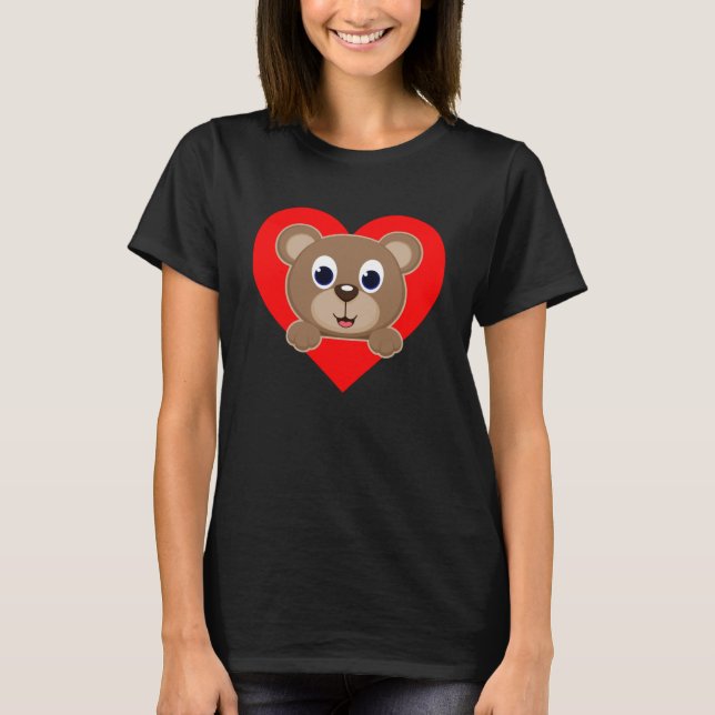 Teddy Bear Heart Cute Valentine s Day Girls Kids G T-Shirt (Front)