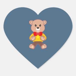 Teddy Bear Heart Sticker
