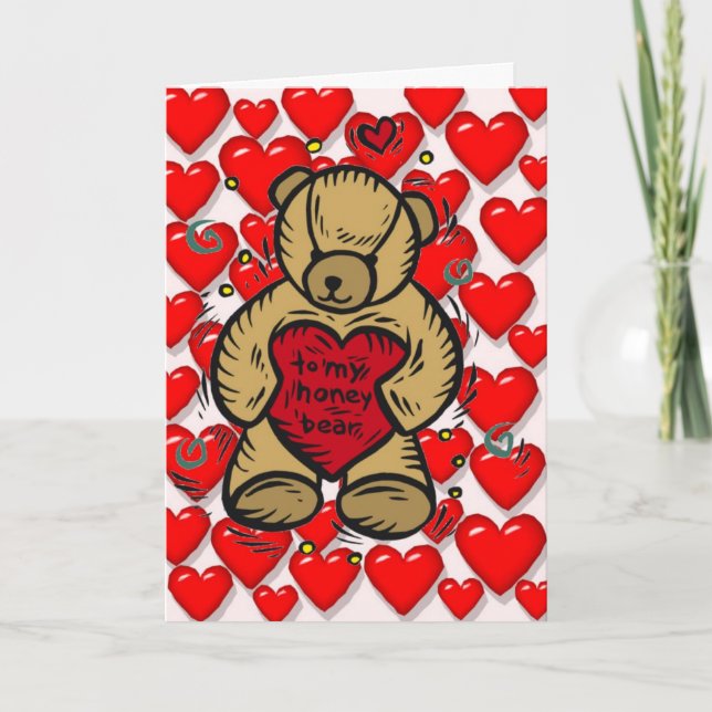 Teddy Bear Hearts Holiday Card (Front)