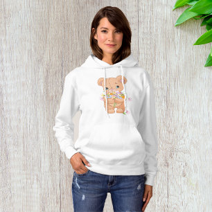 Teddy Bear Holding A Bouquet Womens Hoodie