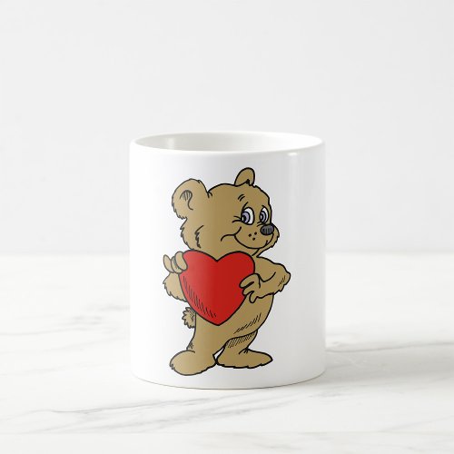 Teddy Bear Holding A Red Heart Mug