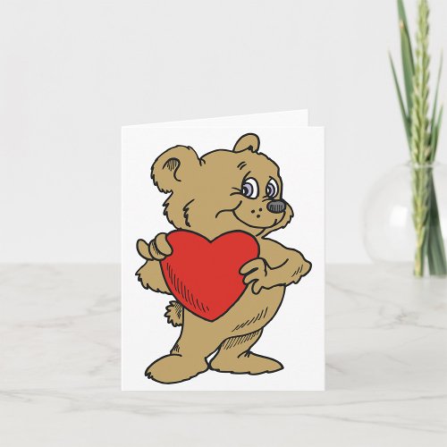 Teddy Bear Holding A Red Heart Note Cards