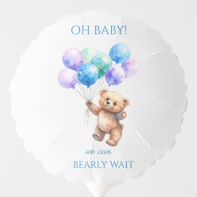 Teddy Bear holding balloons floating up (Front)