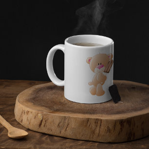 Teddy Bear Holding Chocolate Ice Cream Popsicle Coffee Mug