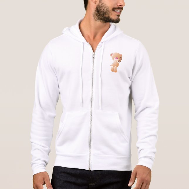 Teddy Bear Holding Chocolate Ice Cream Popsicle Hoodie (Front)