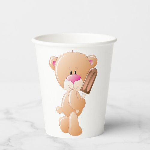 Teddy Bear Holding Chocolate Ice Cream Popsicle