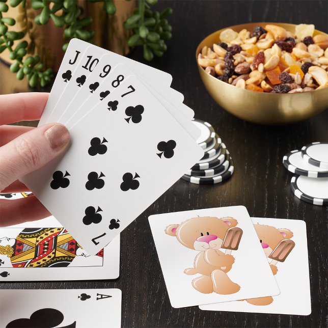 Teddy Bear Holding Chocolate Ice Cream Popsicle Poker Cards (Creator Uploaded)