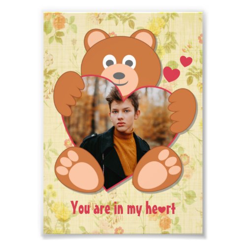 Teddy Bear Holding Heart Photo Valentines Day