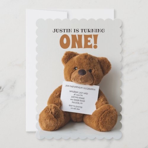 Teddy Bear Holding Sign Invitation