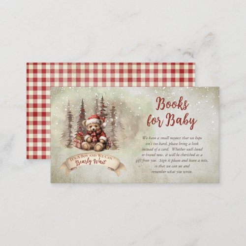 Teddy Bear Holiday Boy Baby Shower Books for Baby Enclosure Card