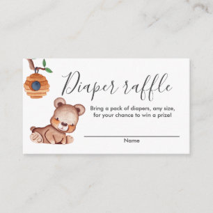 Teddy Bear HoneyBee baby shower diaper raffle En Enclosure Card