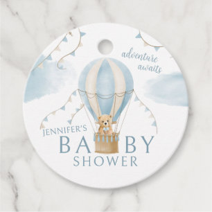 Teddy bear hot air balloon adventure baby shower favor tags
