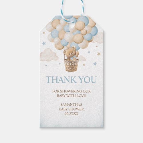 Teddy Bear Hot Air Balloon Baby Shower Favor Tags