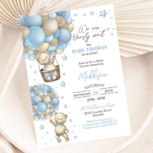 Teddy Bear Hot Air Balloon Baby Shower Invitation