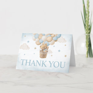 Teddy Bear Hot Air Balloon Baby Shower  Letterpress Thank You Card