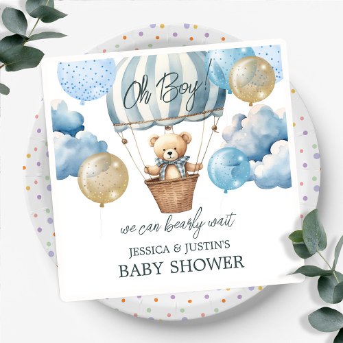 Teddy Bear Hot Air Balloon Baby Shower Napkins