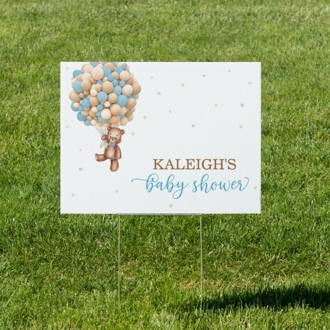 Teddy Bear Hot Air Balloon Baby Shower Sign (Insitu)