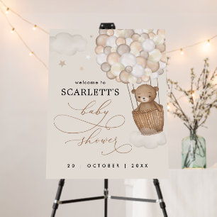 Teddy Bear Hot Air Balloon Baby Shower Welcome Foam Board