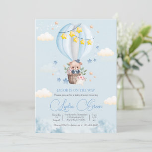 Teddy Bear Hot Air Balloon Bear Baby Shower Boy Invitation
